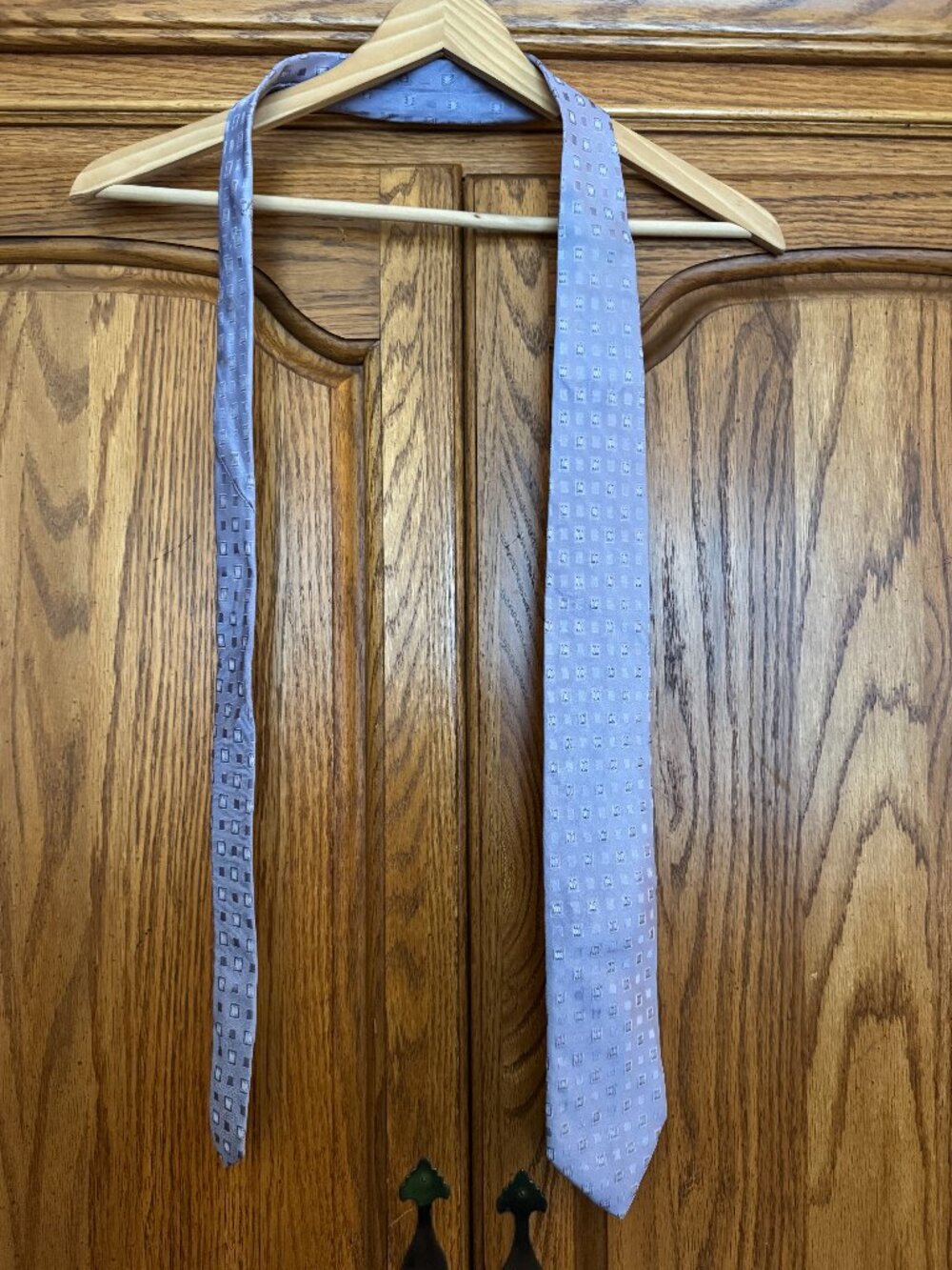DKNY Light Blue Geometric Square Silk Tie